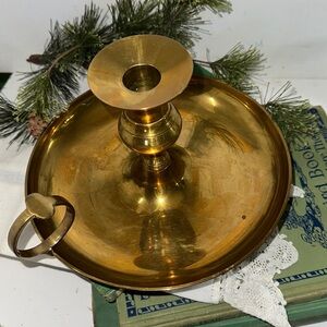 Vintage brass chamber candle holder large